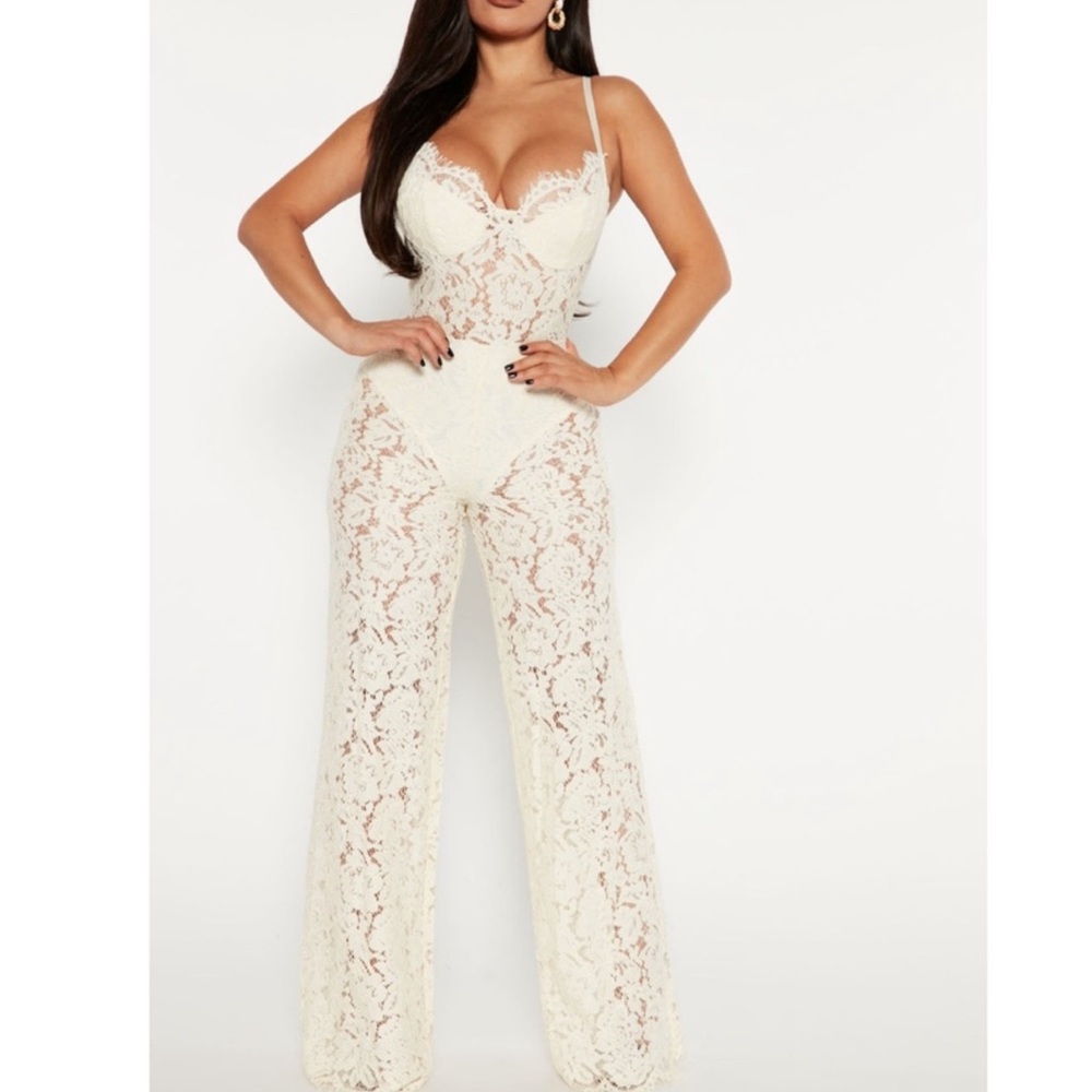 Cream lace jumpsuit